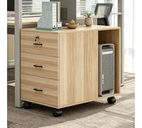 Cajonera Archivador de 2 Cajones Armario Archivador con Ruedas y Cerradura | Compartimento Abierto for Torre Ordenador y Ahorro de Espacio Escritorio for Almacenamiento Diario Oficina Casa