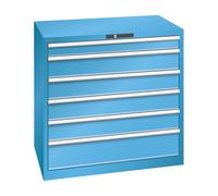 Cajonera, chapa de acero LISTA, H x A 1000 x 1023 mm, 6 cajones