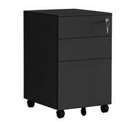 Relaxdays Cajonera metálica con cerradura negro