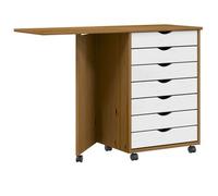 vidaXL Cajonera con ruedas y escritorio Moss madera pino marrón miel