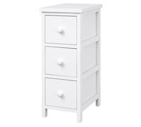 Cajonera De 3 Cajones, Madera De Abeto Y MDF, Blanca, 20 X 30 X 52 Cm | Formato Estrecho Y Elegante, Para Dormitorio, Baño Y Salón, Estilo Minimalista XZ-24946