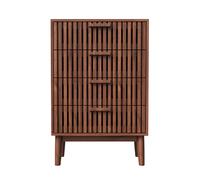 Cajonera de 4 Cajones Efecto Madera Nogal, Mueble de Almacenaje para Dormitorio, Salón, Entrada o Oficina, Cómoda Moderna Compacta, 60x34x91 cm