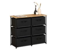 Miroytengo Cajonera de Armario Auxiliar Roda 6 Cajones de Dormitorio Roble Cambrian y Negro 76x68x30 cm