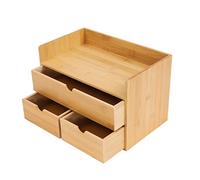Cajonera de bambú con 3 cajones, 33 x 19 x 20 cm, para sellos, notas, clips de papel, tijeras (de 2 a partir de 1 emparejamiento) (A1)