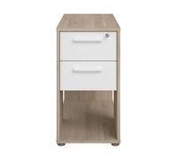 Cajonera de oficina, cajonera escritorio, archivador veltis 2 cajones, cerradura roble japonés y blanco 39,4x73x80 cm