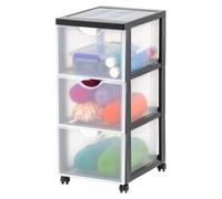 Cajonera de plástico con ruedas de Iris Ohyama, con 3 cajones profundos, color , con tiradores para abrir, ideal para dormitorios, baños, escuelas y oficinas, libre de BPA, armario de cajones, archiva