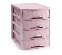 Cajonera de Sobremesa Imitación Rattan A4 con en Plástico Duro, Ideal para Organizar la Oficina