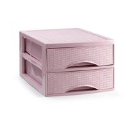 Cajonera de Sobremesa Imitación Rattan A4 con en Plástico Duro, Ideal para Organizar la Oficina