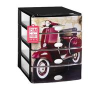 Cajonera Moto Negra 4 Cajones COM-FORT HOUSE
