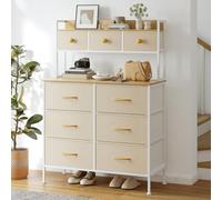 Cajonera - Mueble de almacenamiento - Cajonera con asas - Cajonera con tapa de madera - Armario para dormitorio, color beige