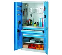 Cajonera para herramientas – Armario de acero para taller con 4 cajones y estantes ajustables – 95 x 60 x 195 cm