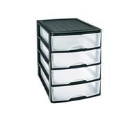 Cajonera Plastico Sobremesa disponibles en 2, 3 y 4 cajones para escritorio y oficina almacenamiento de sobremesa Color Blanco Negro