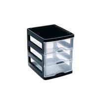 Cajonera Plastico Sobremesa para objetos pequeños cajones para escritorio y oficina almacenamiento de sobremesa Color Blanco Negro Plastic forte