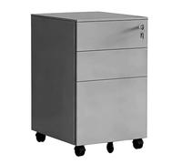 Cajonera Relaxdays, 3 cajones, (Alto x Ancho x Fondo) 60 x 39 x 52 cm, con Llave, archivador metálico, Gris