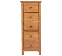 Cajonera Sinfonier de Madera Maciza de Roble 45x32x110 cm con 5 Cajones | Mueble auxiliar, madera de roble , 5 cajones amplios, diseño extra alto, estabilidad y durabilidad