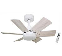 Ventilador de techo Cala blanca DC, 75 cm Ø, 6 aspas, blanco/roble claro, luz led, Bastilipo