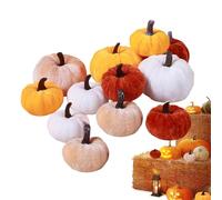 Calabazas de terciopelo para decoración de otoño, calabazas decorativas rústicas de mesa, para fotografía de en casa, granja, Halloween, cesta de relleno, 12/16 piezas