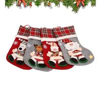 Calcetines de Navidad | Decoraciones 3D Muñeco de nieve y reno para el hogar, 4 piezas Kit de calcetines de Navidad con patrón de - para caramelos chocolate dulces y regalos Año Nuevo