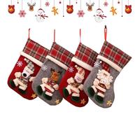Calcetines Navideños Familiares - Decoración Del Hogar 3D Con Muñeco De Nieve Y Reno,Kit de 4 Calcetines Navideños de | Para Caramelos Chocolate Fiesta Año Nuevo Sala Chimenea Árbol