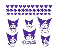 Calcomanía de vinilo para pared, Kuromi, 7 x 9 pulgadas cada una, calcomanía de diseño inspirador de anime moderno y divertido para el hogar, habitación de los niños, parque infantil, sala de juegos,