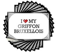 Calcomanía extraíble de vinilo impermeable para decoración de baño con texto en inglés "I Love My Griffon Bruxellois" (6 x 9 cm)