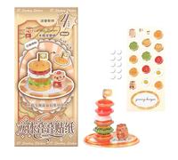Calcomanía infladora, calcomanías para niños, torre de hamburguesas Kapi | Adorables calcomanías decorativas para álbumes de recortes, diario, cuaderno, funda de teléfono, calcomanías esponjosas para