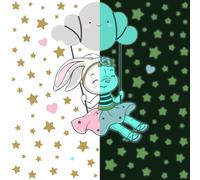 Calcomanía luminosa – CONEJO EN UNA NUBE OSCILANTE – Vinilo fluorescente para pared o techo, ideal para niños – 75 x 50 cm