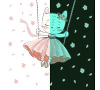 Calcomanía luminosa "Gato bailando" – Calcomanía fluorescente para pared o techo, ideal para niños – 50 x 40 cm