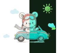 Calcomanía luminosa – Osito de peluche en el coche – Adhesivo fluorescente para pared o techo para niños – 70 x 80 cm