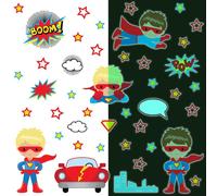 Calcomanía luminosa – SUPERHÉROE – Adhesivo fluorescente para pared o techo, ideal para niños – 80 x 80 cm