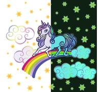 Calcomanía luminosa – Unicornio en un arcoíris – Adhesivo fluorescente para pared o techo, ideal para niños – 40 x 55 cm