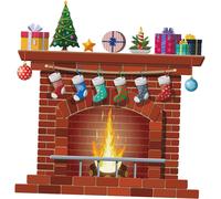 Calcomanía navideña para chimenea, adhesivo para ventanas, ideal para la decoración navideña en interiores