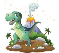 Calcomanía para pared – Tyrannosaurus Rex en una isla – Calcomanía autoadhesiva – 110 x 165 cm