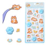 Calcomanía táctil, etiqueta de álbum de recortes de gatito, vinilo de 2 x 2 pulgadas con textura suave, gráfico animal de espuma elevada, sensor de presión con estética divertida, artículo