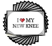 Calcomanías autoadhesivas con texto en inglés "I Love My New Knee" Life | Paquete de calcomanías de vinilo para ventana de verano (6 x 9 cm)