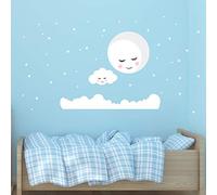 Calcomanías de ambiente Adhesivos de pared adorables de luna y nube, 40 cm de luna y nube más grandes con 80 piezas de estrellas de diferentes tamaños, brillan en la oscuridad