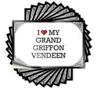 Calcomanías de granjeros con texto en inglés "I Love My Grand Griffon Vendeen", vinilo duro e impermeable (8 x 12 cm)