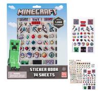 Calcomanías de Minecraft para niños, juego de libros de calcomanías de Minecraft de 14 hojas, incluye calcomanías infladas, más de 1200 calcomanías
