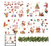 Calcomanías de Navidad para ventana, calcomanías reutilizables de Navidad, de Papá Noel, decoración para ventana, decoración de Papá Noel, reno, muñeco de nieve, medias,