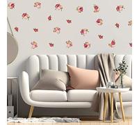 Calcomanías de pared de flores de peonía de ambiente, decoración de hogar de bricolaje rosa rosa, arte de pared impermeable y autoadhesivo - 14 piezas de 30 x 30 cm