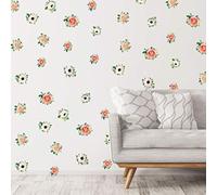 Calcomanías de pared de flores de rosas y anémonas, decoración de hogar de bricolaje rosa rosa, arte de pared impermeable y autoadhesivo - 16 piezas de 30 x 30 cm