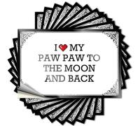 Calcomanías Love Decor Easy Apply | I Love My Paw Paw to The Moon and Back High Water Peel and Stick (8 x 12 cm)