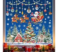 Calcomanías para ventanas Unyqoos® con diseño de copos de nieve en ambas caras, ideales para decoración navideña. Incluye 9 láminas, fabricadas en PVC reutilizable, perfectas para vidrio y espejos, y