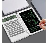 Calculadora Científica con Bloc de Notas, Calculadora de Pantalla LCD de 10 Dígitos, Calculadora de Escritorio Multifuncional Silenciosa de Bolsillo para Estudiantes, Escuela (Blanco)