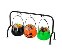 Caldero Halloween Decorativo 3 Piezas Soporte Metálico Cubo Festivo
