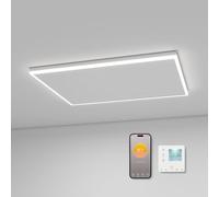 Calefacción infrarroja, montaje en techo, 590 W, con iluminación LED, calefacción infrarroja, con termostato, control remoto por aplicación, panel calefactor eléctrico, 88 x 63 cm