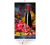 Calefacción infrarroja, termostato, calefactor con diseño, panel calefactor, radiador infrarrojo de 430W, calefactor eléctrico con motivo de uva/vino