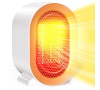 Calefactor Bajo Consumo, Calefactor Cerámico PTC de 1200W, Calefactor Baño, Pequeño y Portátil, 2 Niveles de Potencia, Doble Protección, Apto para el Hogar y la Oficina, Blanco