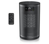 Calefactor cerámico Brandson de 1500 W con mando a distancia y pantalla LED, 2 niveles de calefacción, modo ECO, termostato de 15 a 35 grados, temporizador hasta 8 horas, calefactor, color y plateado