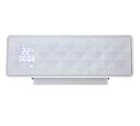 Calefactor cerámico de 2000w con display led táctil. termostato regulable. y programador semanal. incluye mando a distancia. diseño en color blanco de 54x19x12. con todo lo necesario para instalarse e